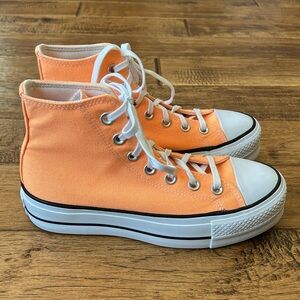 Converse Chuck Taylor All Star Lift Platform High Top Sneakers Orange Size 6.5